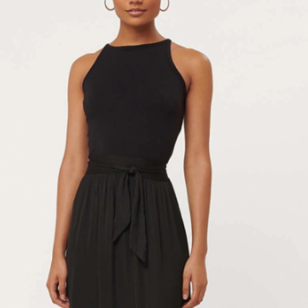 NWT LOFT, Mixed Media,Flare Black Dress size 6 - Picture 6 of 11